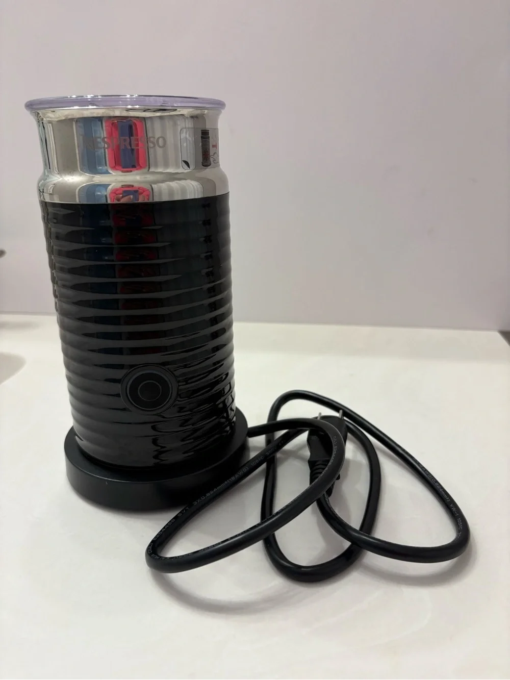 Nespresso Aeroccino 3 Milk Frother Hot & Cold Black Steel Cappucino Latte